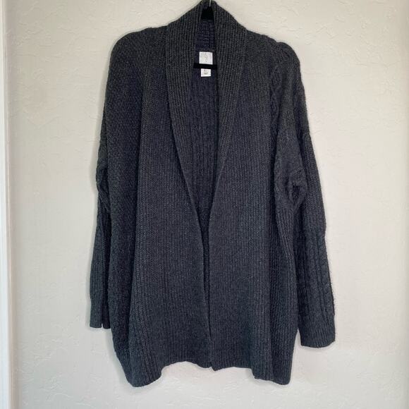 Joie Gray Cable Knit Open Front Chunky Cardigan Large - Picture 13 of 13